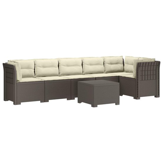 Canapé de jardin 6 places avec coussins aspect rattan pp