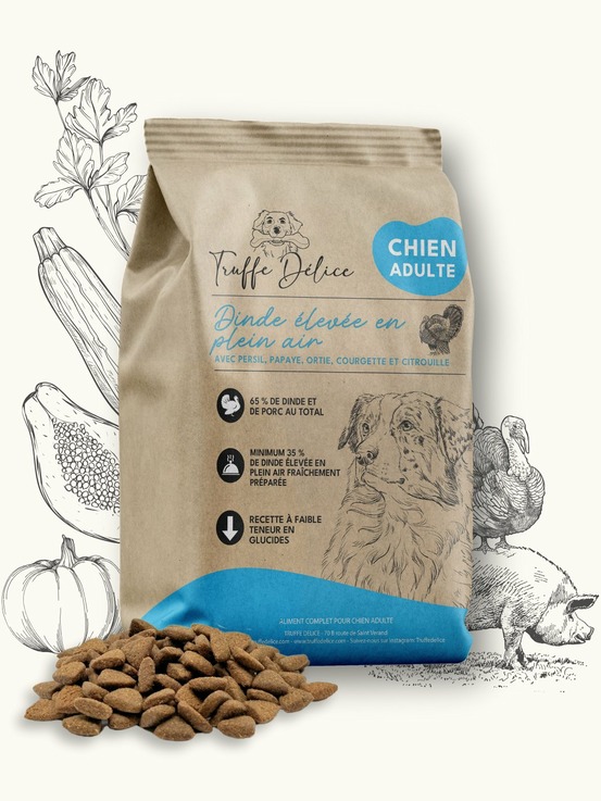 Croquettes chien adulte - dinde et cochon élevés en plein air