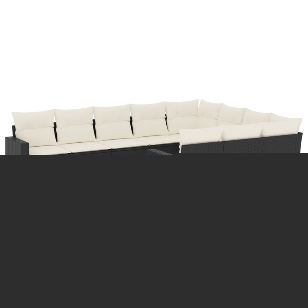 Salon de jardin 10 pcs avec coussins noir résine tressée