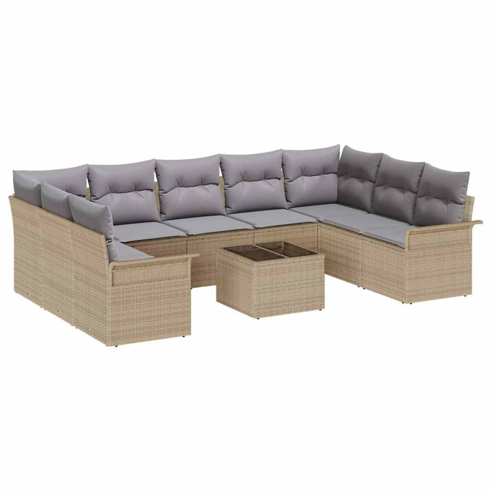 Ensemble de canapé de jardin 10 pc noir polyrotin