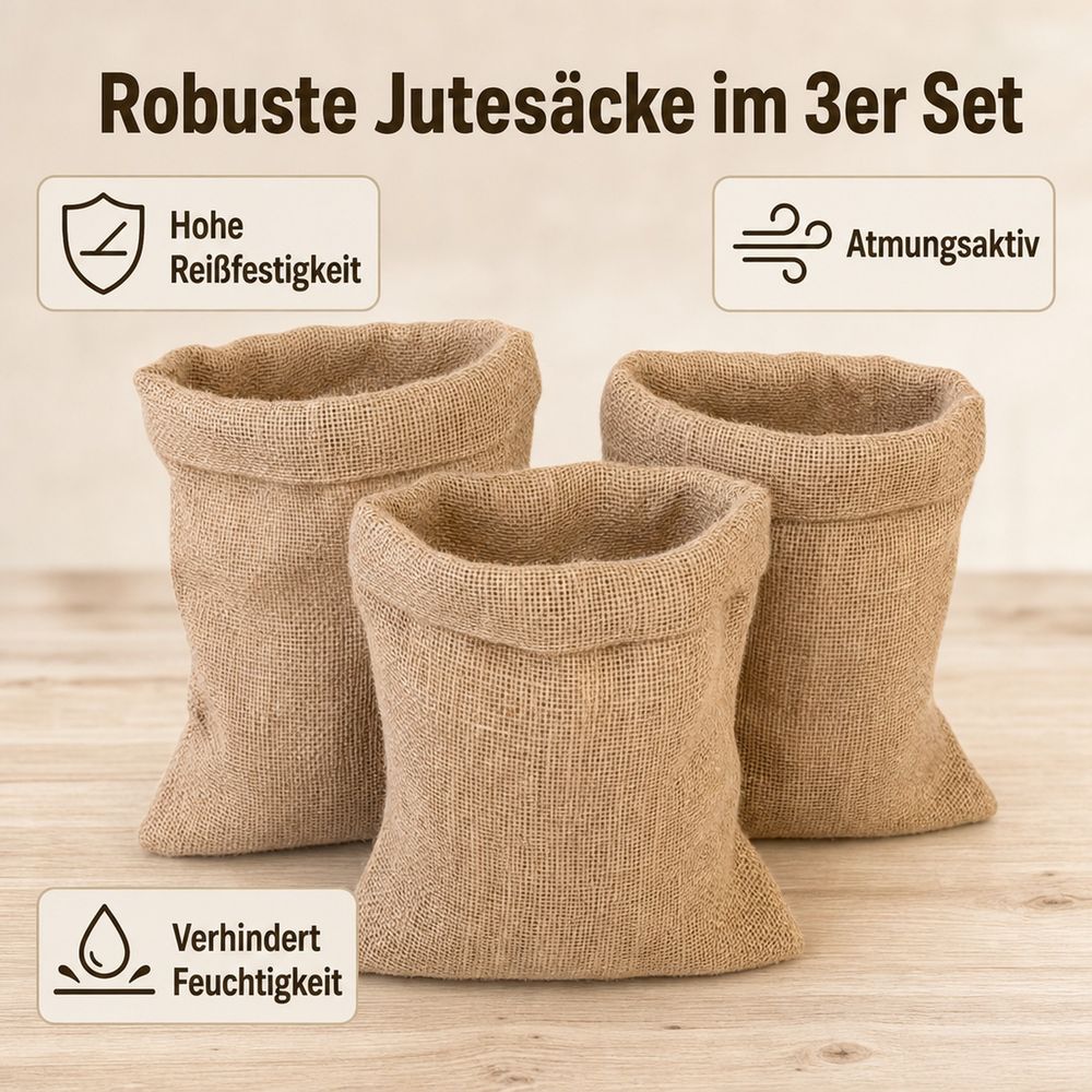 Sacs de jute robustes 60x100 cm - kit de 3, sacs de jardin et de stockage
