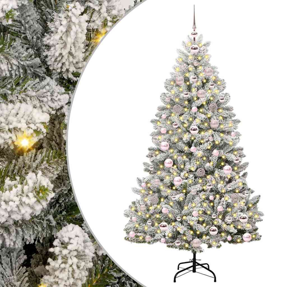 Sapin de noël artificiel vert et blanc 180 cm pvc et métal
