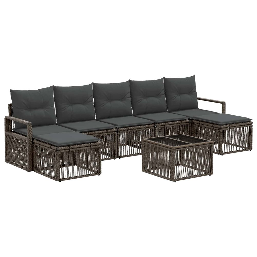 Ensemble de canapé de jardin 8 pc gris polyrotin