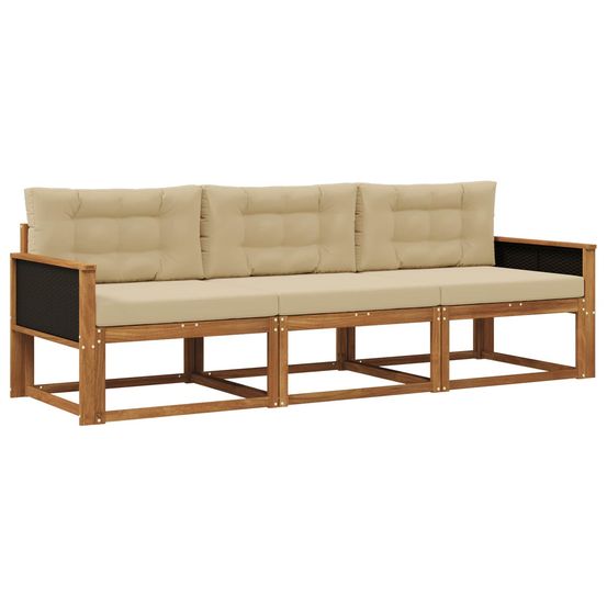 Ensemble de canapés d'extérieur 3 pc naturel et beige