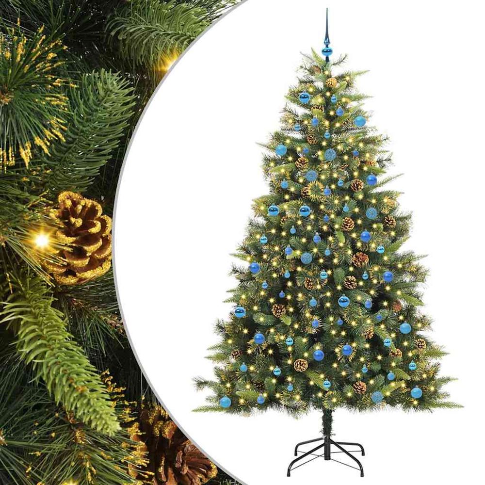 Sapin de noël artificiel avec branches pliables et cônes 240 cm