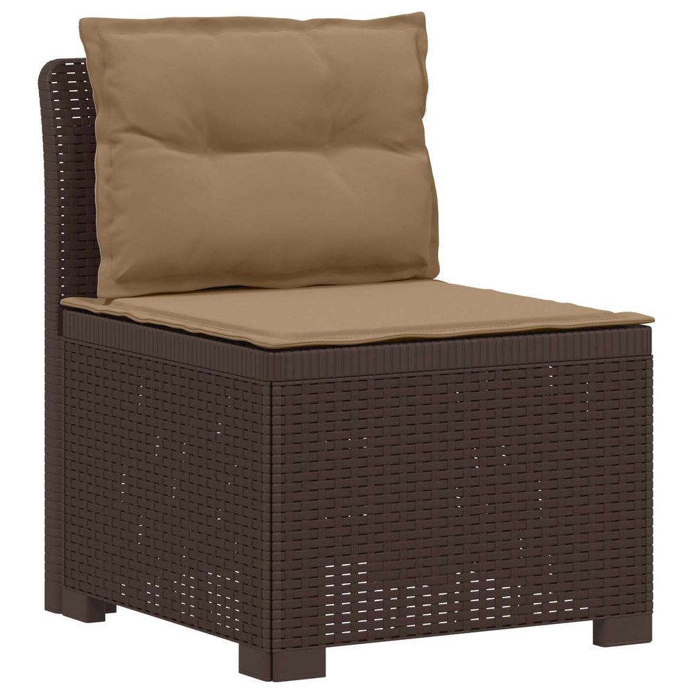 Canapé de jardin 1 place avec coussins look rotin pp marron