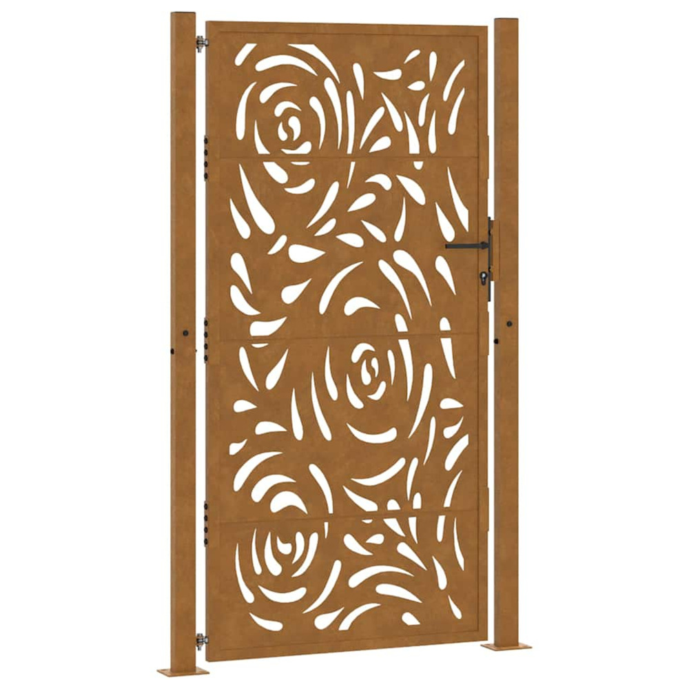 Portail de jardin 100x175 cm en acier patiné motif flamme