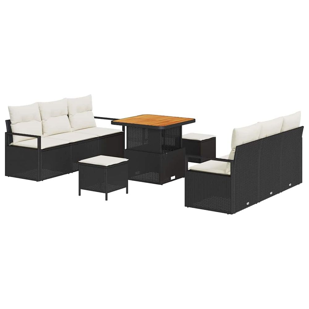 Ensemble de canapé de jardin 9 pc noir polyrotin