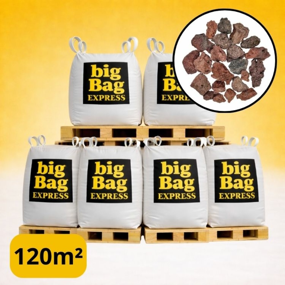 Pack 6 x big bag de 1m3 (+/- 120m²) gravier pouzzolane rouge / noir 15/25 mm - livraison standard