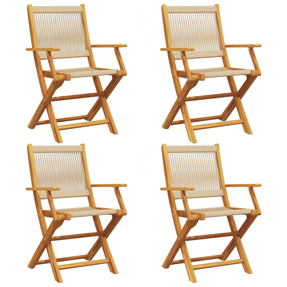 Chaises de jardin pliantes lot de 4 beige bois d'acacia massif