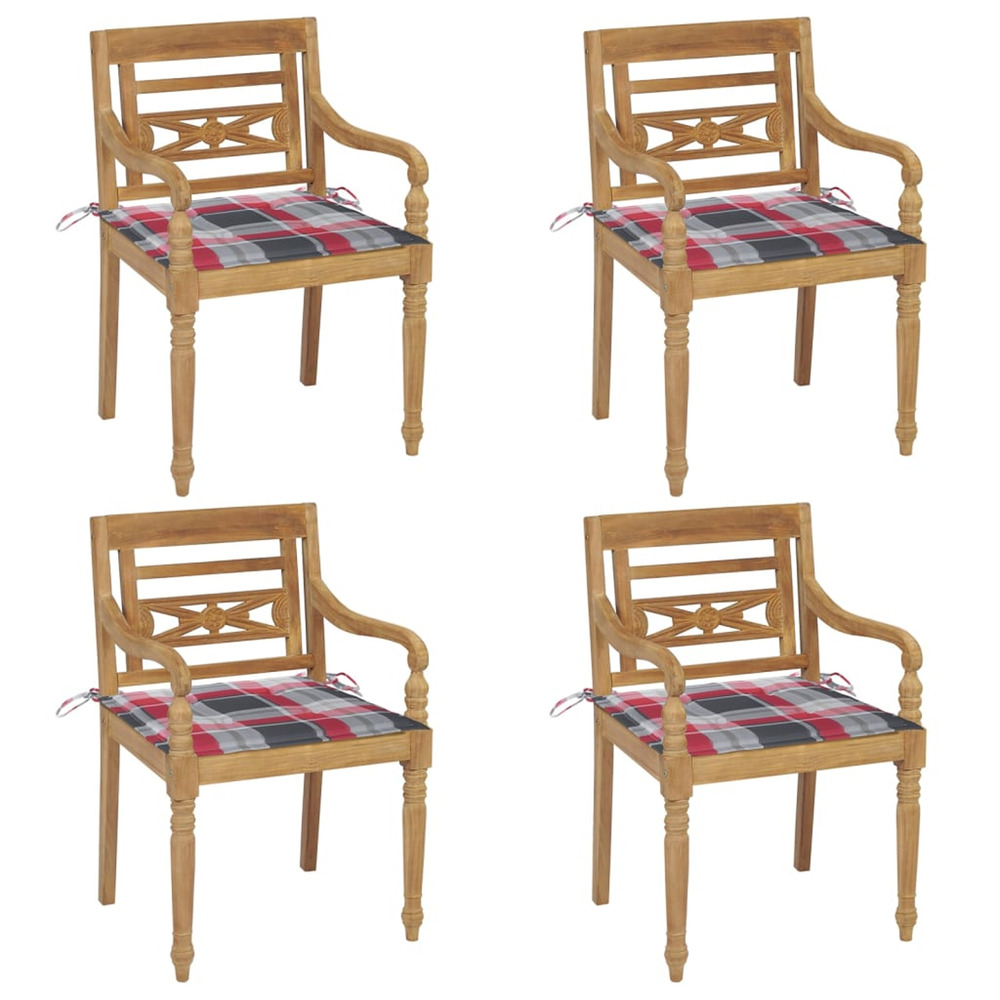 Chaises batavia avec coussins lot de 4 bois de teck solide