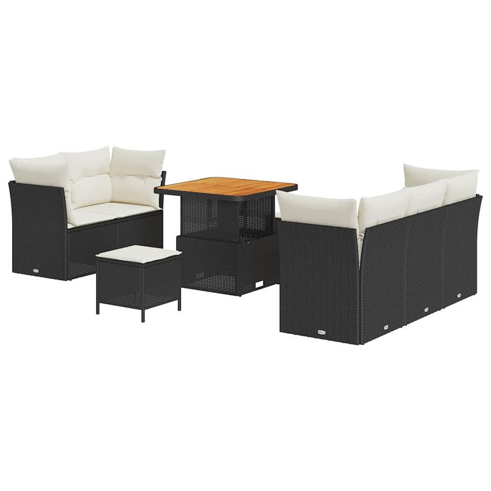 Ensemble de canapé de jardin 8 pc noir polyrotin