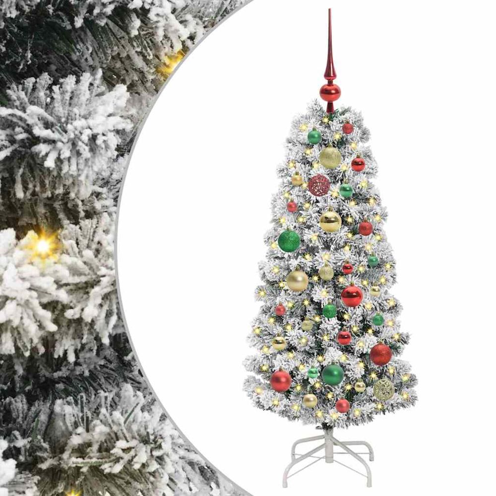 Sapin de noël artificiel à branches articulées vert et blanc