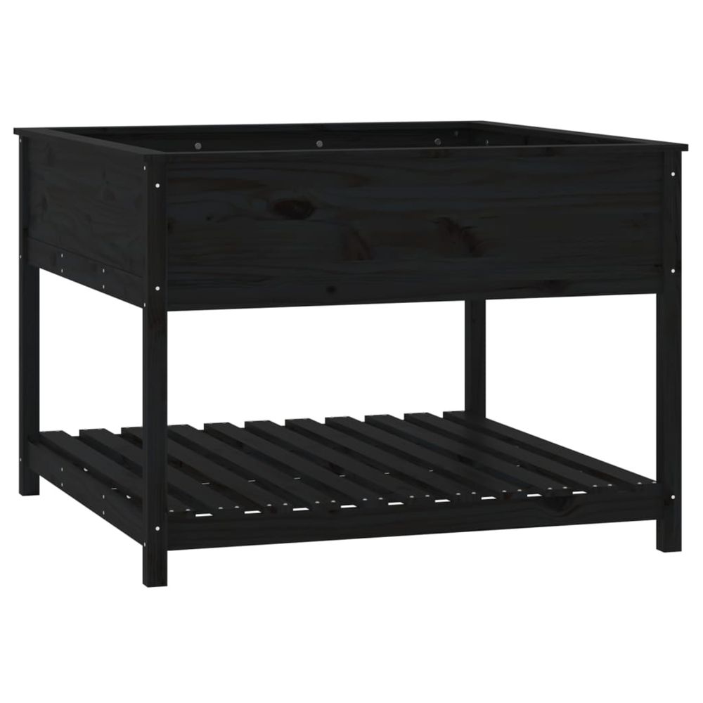 Jardinière d'extérieur et étagère noir 111,5x111,5x81 cm bois massif de pin