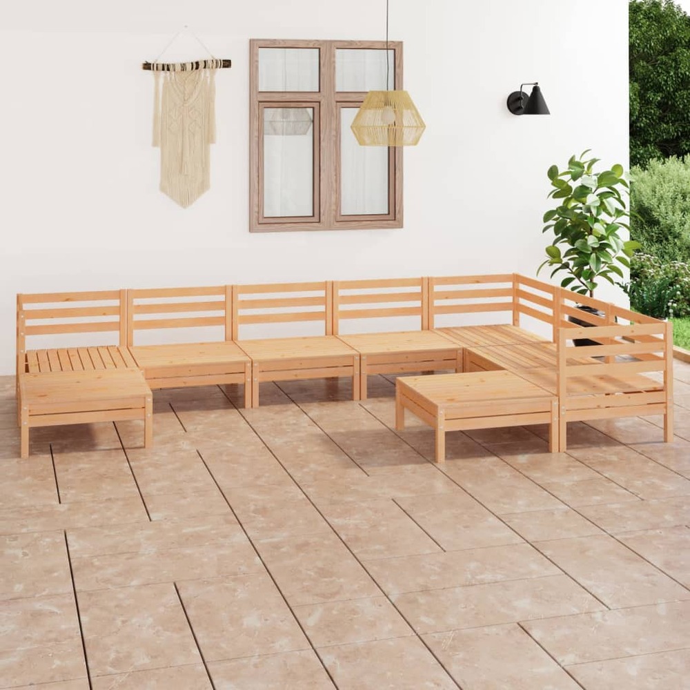 Salon de jardin 9 pcs bois de pin massif