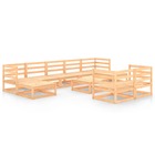 Salon de jardin meuble d'extérieur ensemble de mobilier 10 pièces bois de pin massif