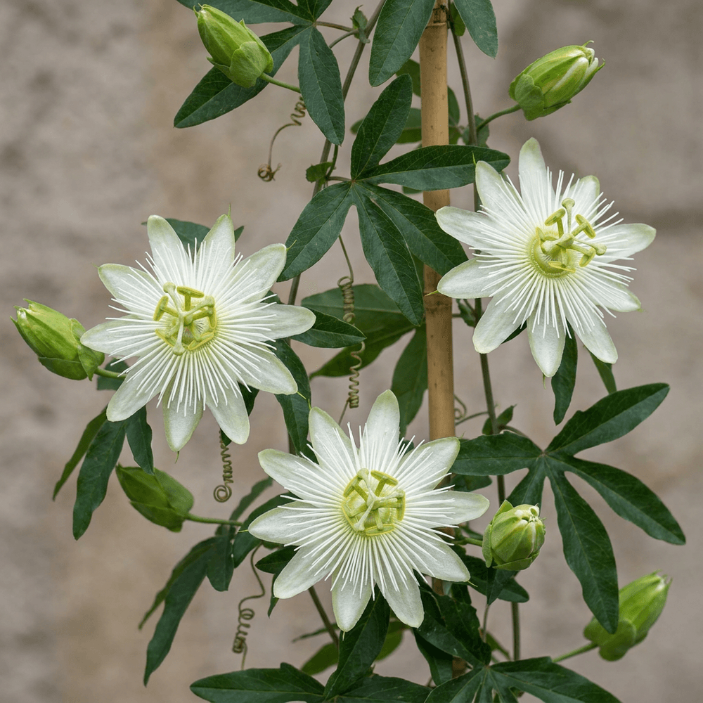 Passiflore 'constance elliott' - grimpante fleurie exotique - plante d'extérieur - lot de 2