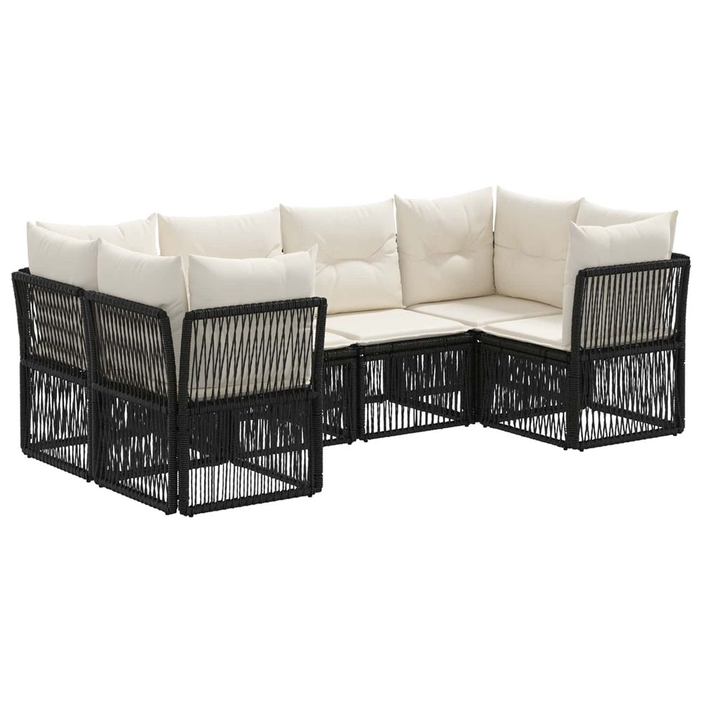 Ensemble de canapé de jardin 6 pc 6-nombre de places noir