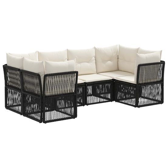 Ensemble de canapé de jardin 6 pc 6-nombre de places noir