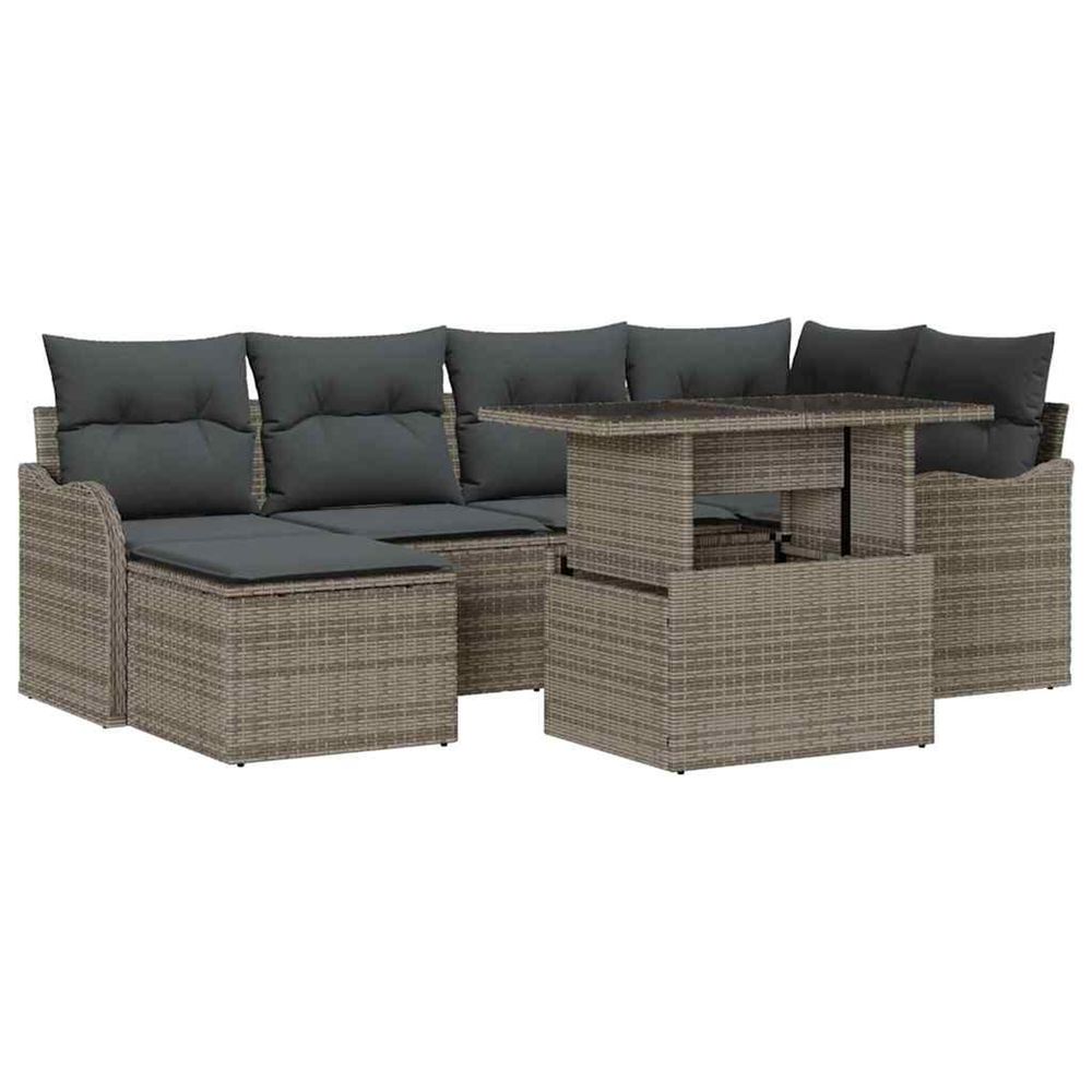 Ensemble de canapé de jardin 7 pc gris