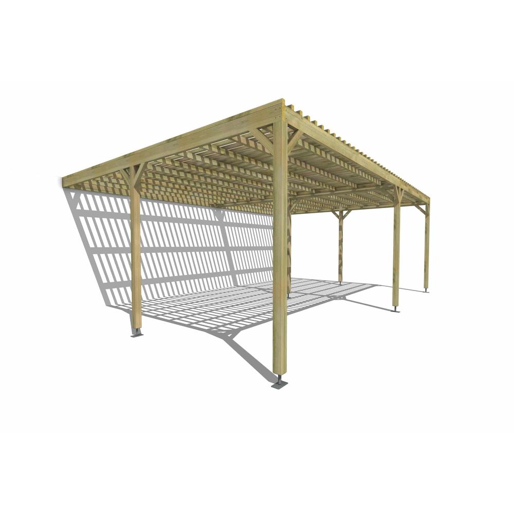 Pergola bois • 7m x 5m • adossée • sens largeur • lattage bois • livraison comprise