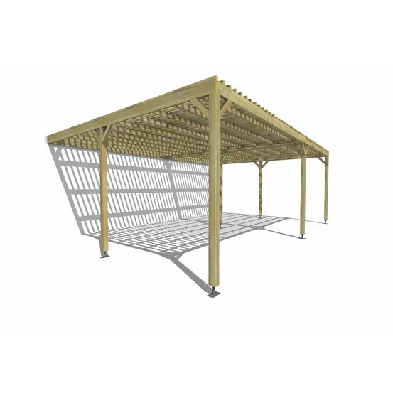 Pergola bois • 7m x 5m • adossée • sens largeur • lattage bois • livraison comprise
