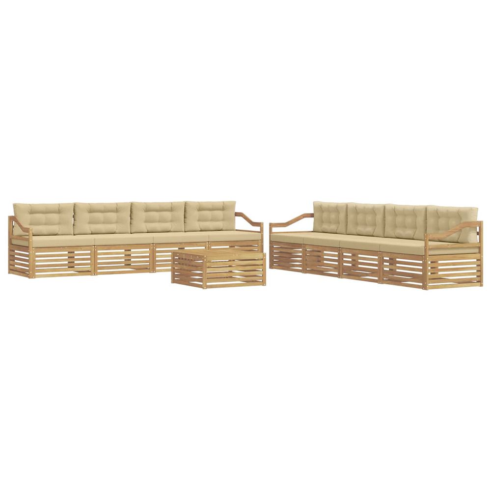Ensemble de canapés d'extérieur 9 pc blanc et beige polyester