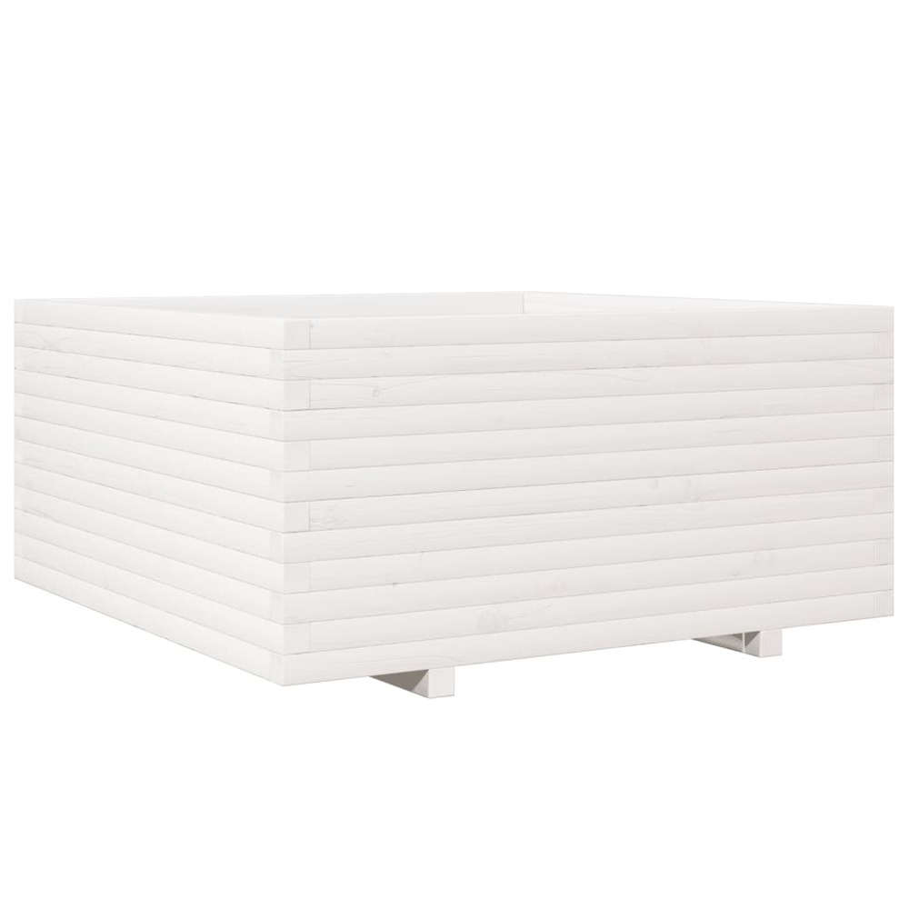 Jardinière bac lit surélevé plantes fleurs terrasse jardin 100 x 100 x 49,5 cm bois de pin massif blanc