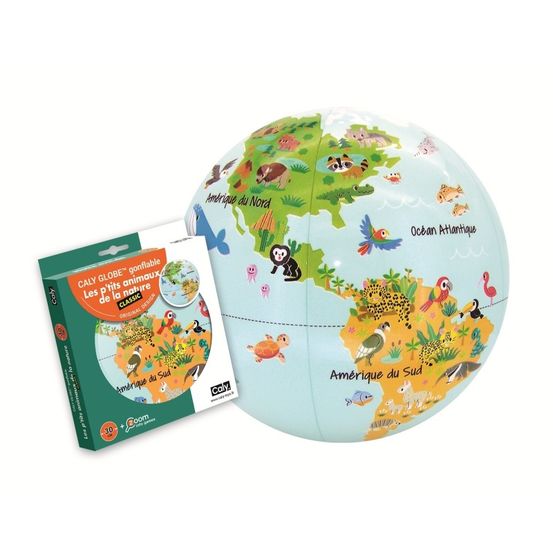 Ptits animaux 30 cm - globe terrestre gonflable - jeu educatif
