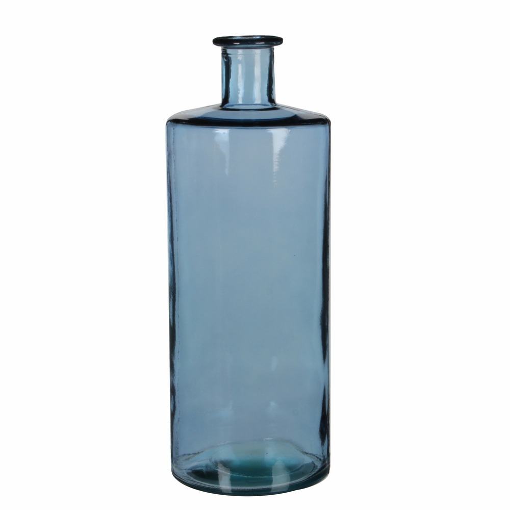 Mica decorations - vase bouteille en verre recyclé bleu h40