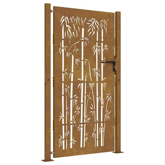 Portail de jardin 100x200 cm en acier corten et bambou