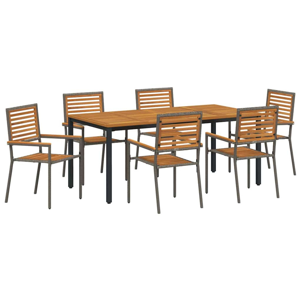 Ensemble de salle à manger pour jardin 7 pcs gris et marron