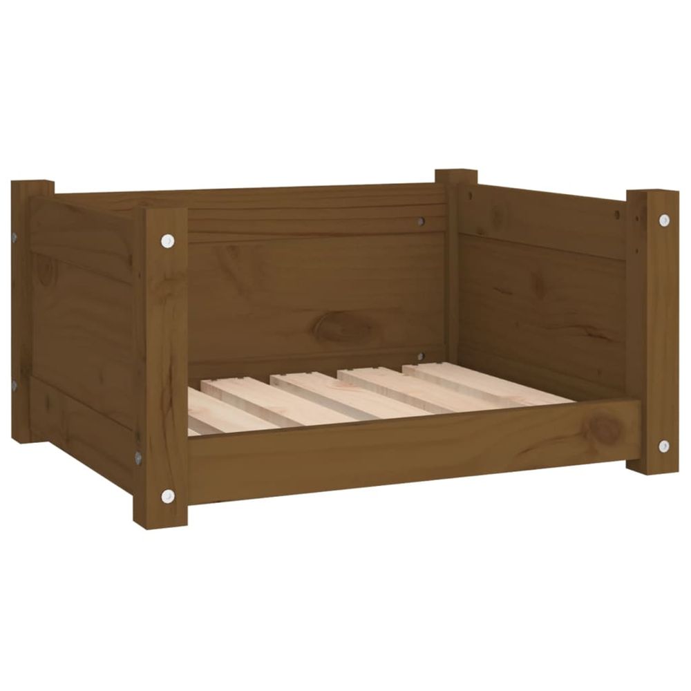 Lit pour chien marron miel 55,5x45,5x28 cm bois massif de pin