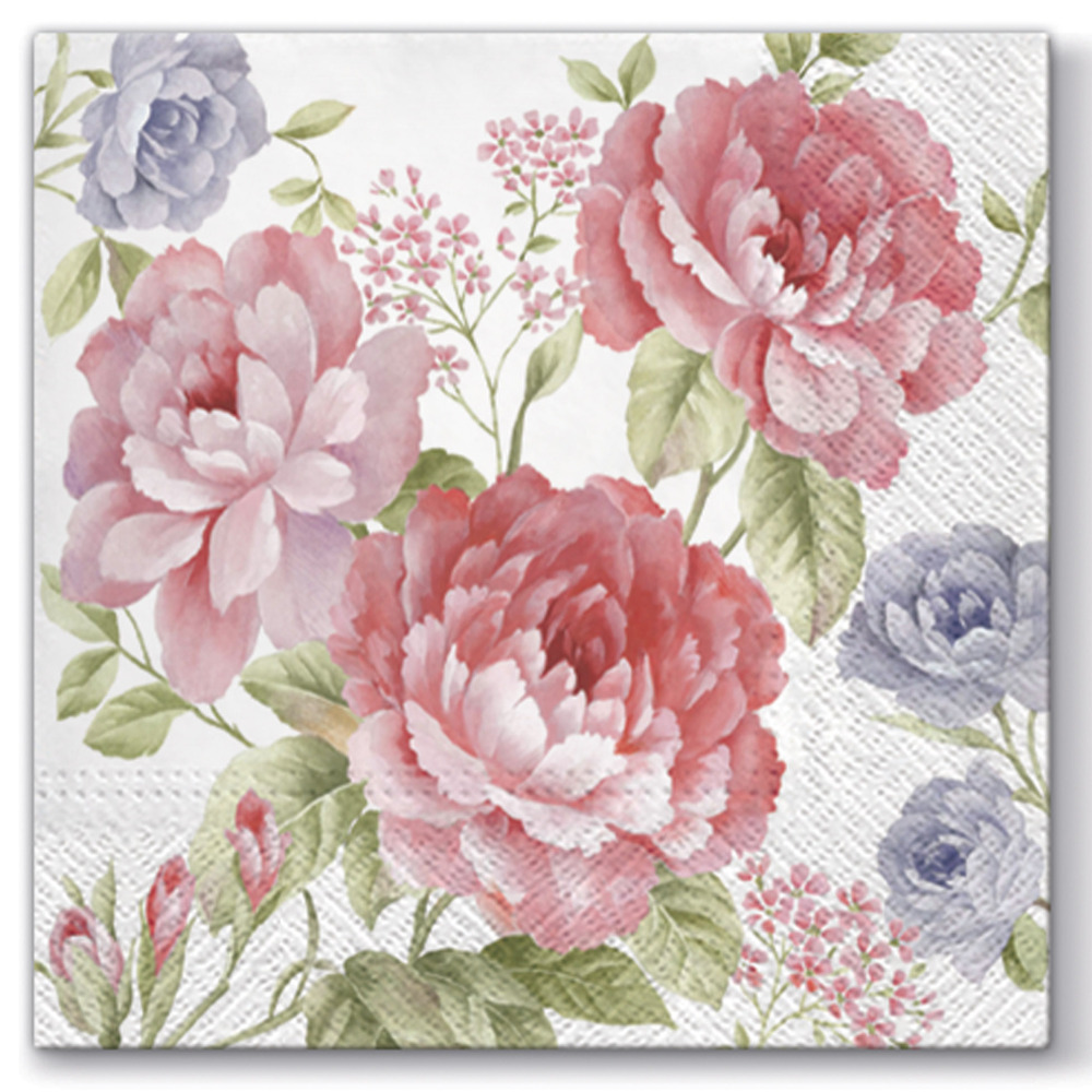 20 serviettes en papier 33 x 33 cm roses de julietta