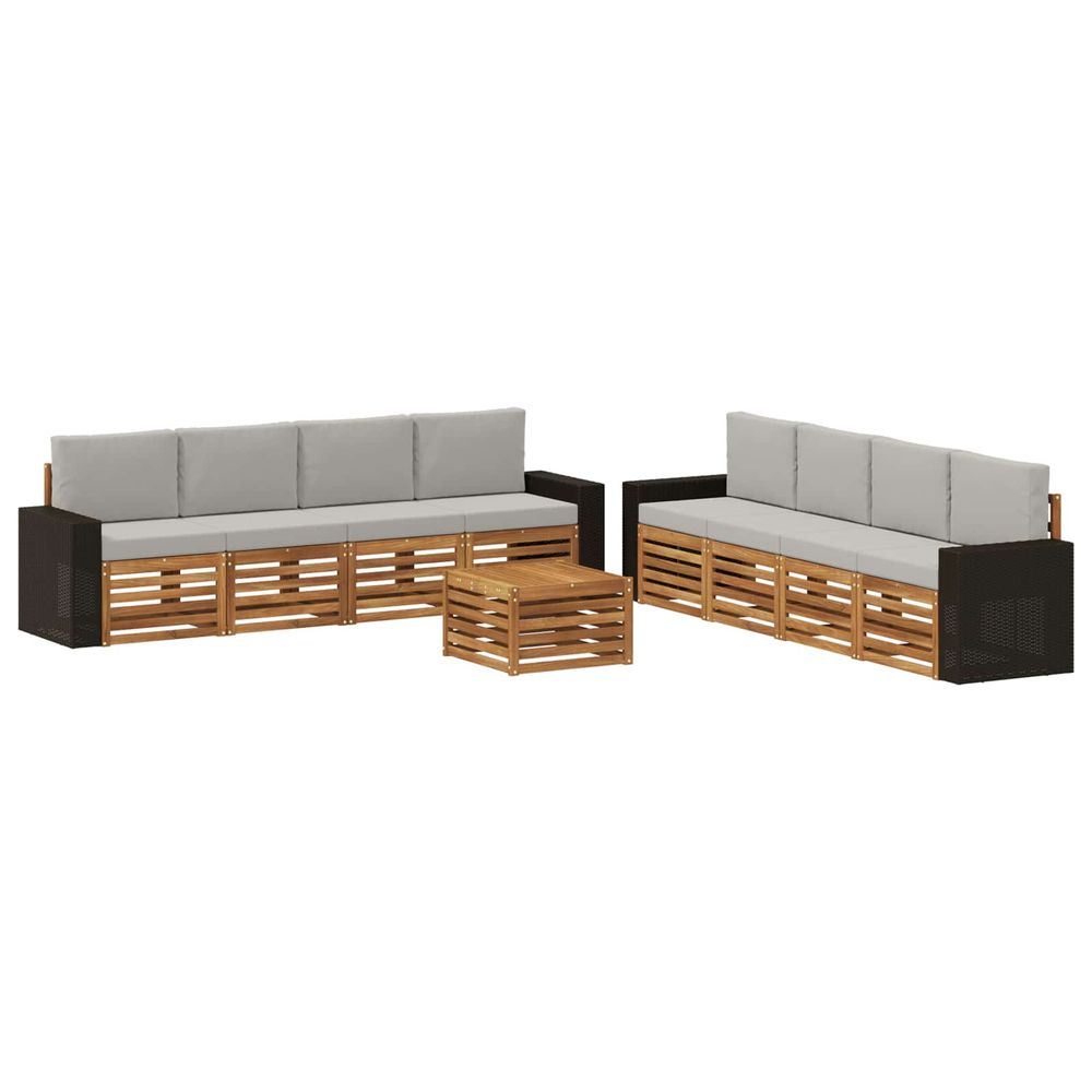 Ensemble de canapés d'extérieur 9 pc naturel et gris clair
