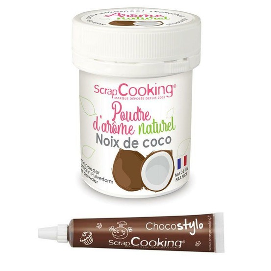 Arôme alimentaire naturel en poudre noix de coco + stylo chocolat