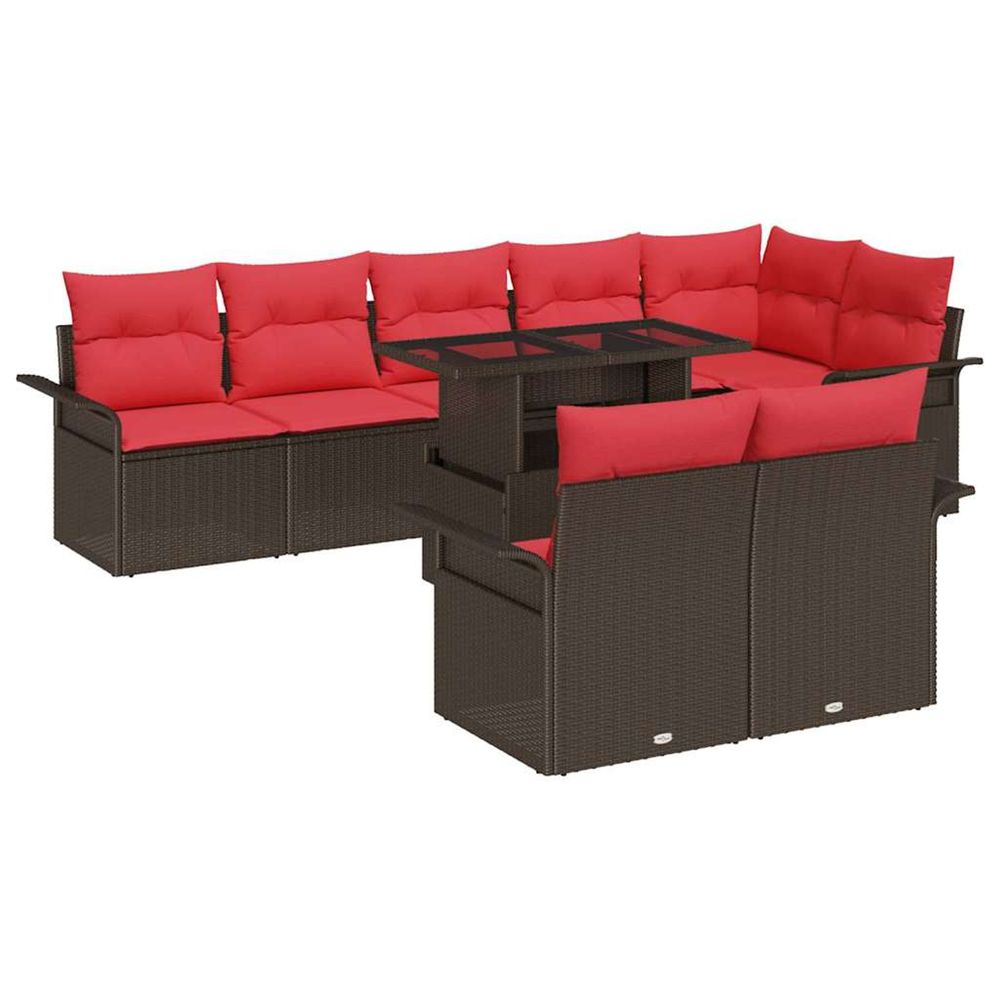 Ensemble de canapé de jardin 9 pc 8-nombre de places marron