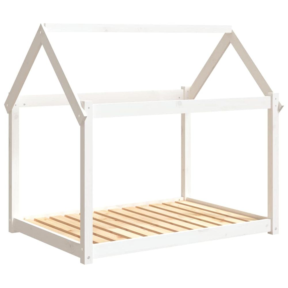 Lit pour chien blanc 111x80x100 cm bois de pin solide