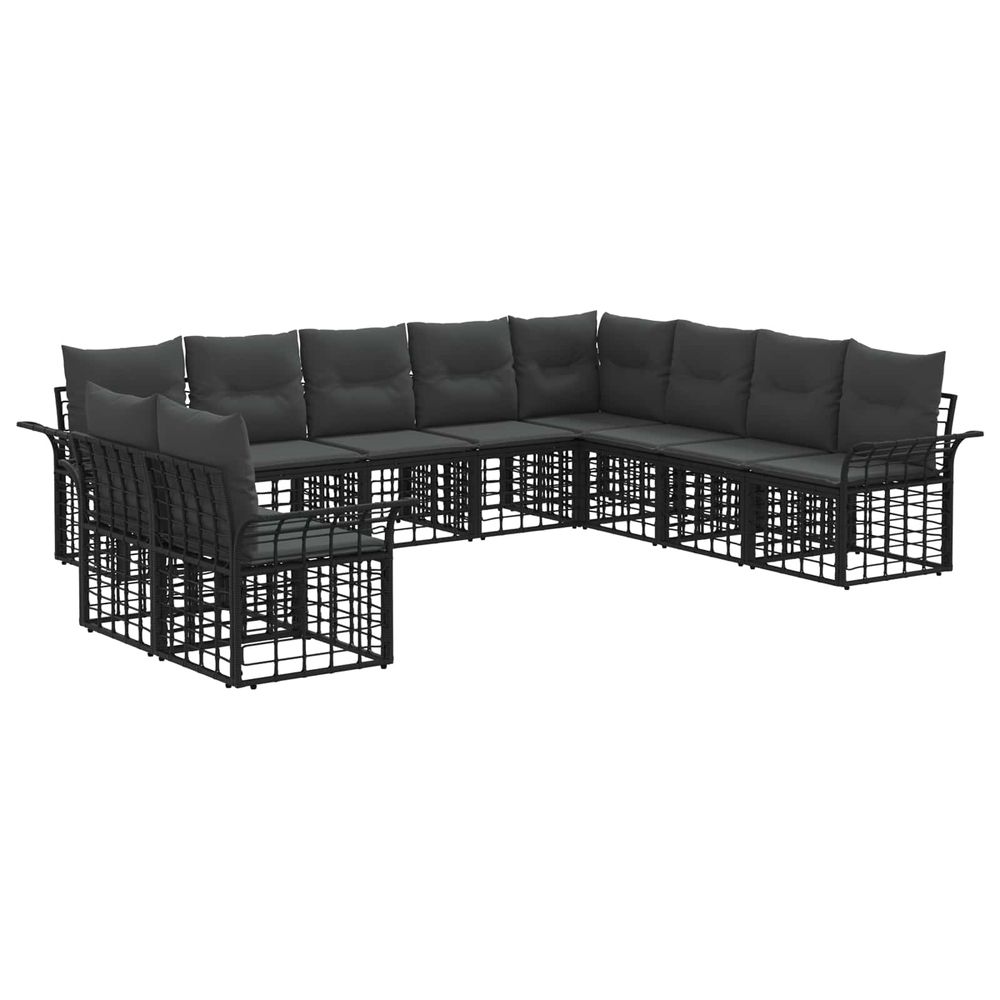 Ensemble de canapés d'extérieur 10 pc noir et gris foncé