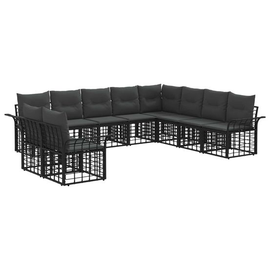 Ensemble de canapés d'extérieur 10 pc noir et gris foncé