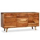 Buffet bahut armoire console meuble de rangement bois massif avec portes sculptées 160 cm