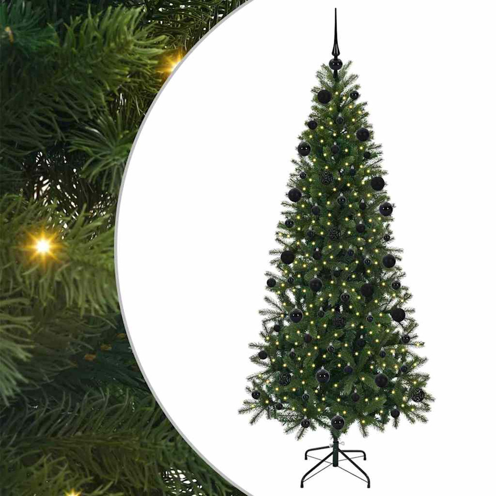 Sapin de noël artificiel avec 300 led vert 210 cm pe et pvc