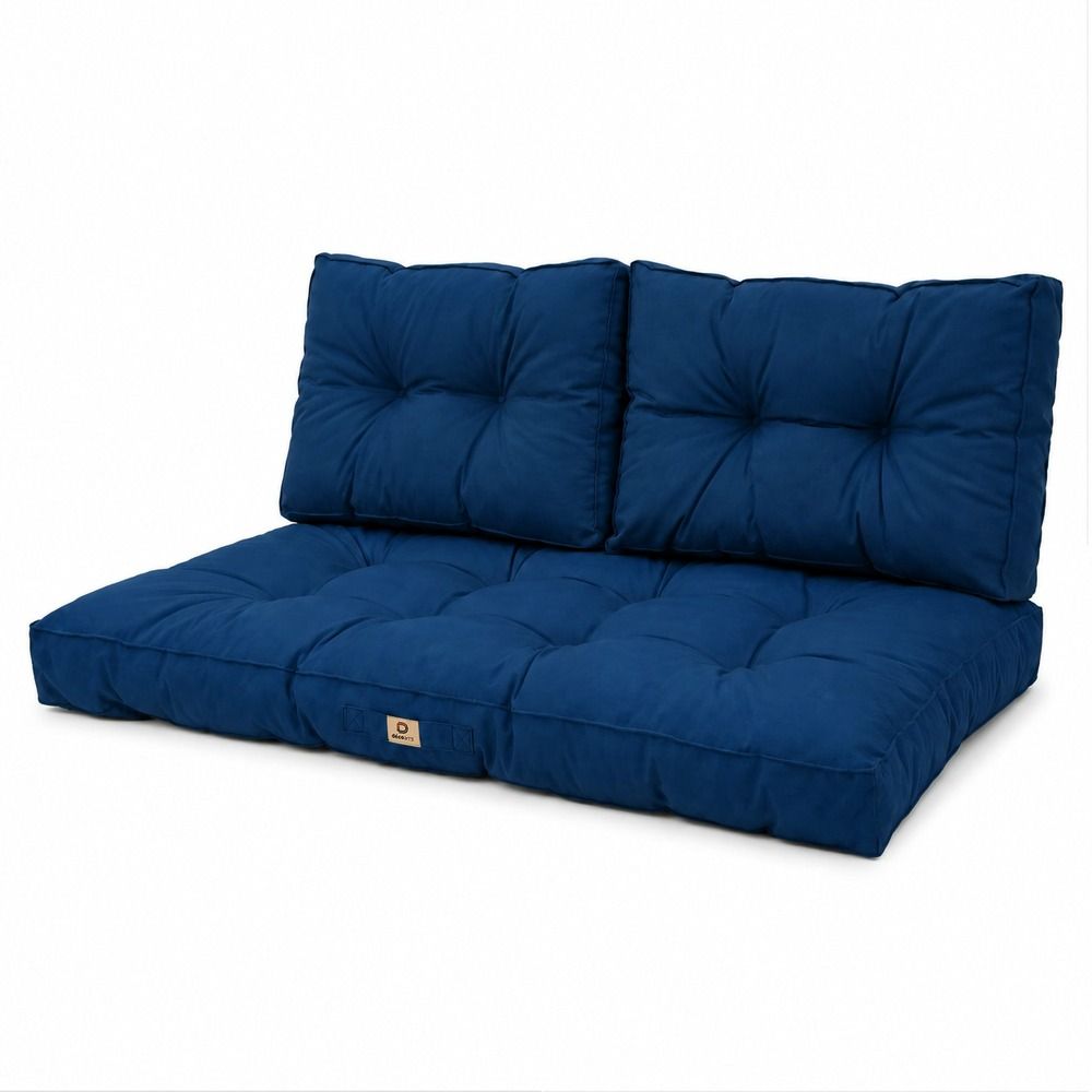 Coussins pour salon de jardin capitonné 120x60cm bleu pétrole
