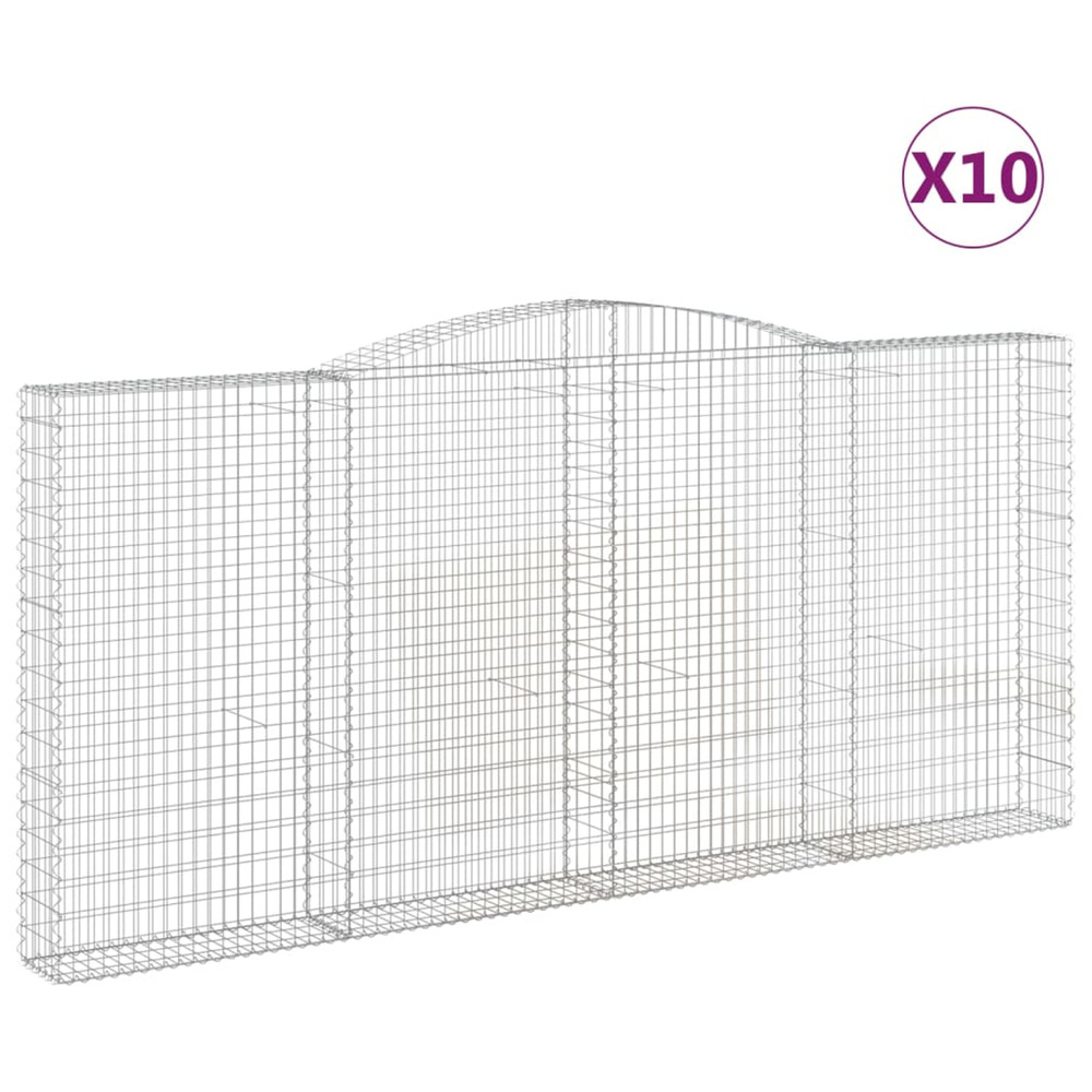 Paniers à gabions arqués 10 pcs 400x30x180/200 cm fer galvanisé
