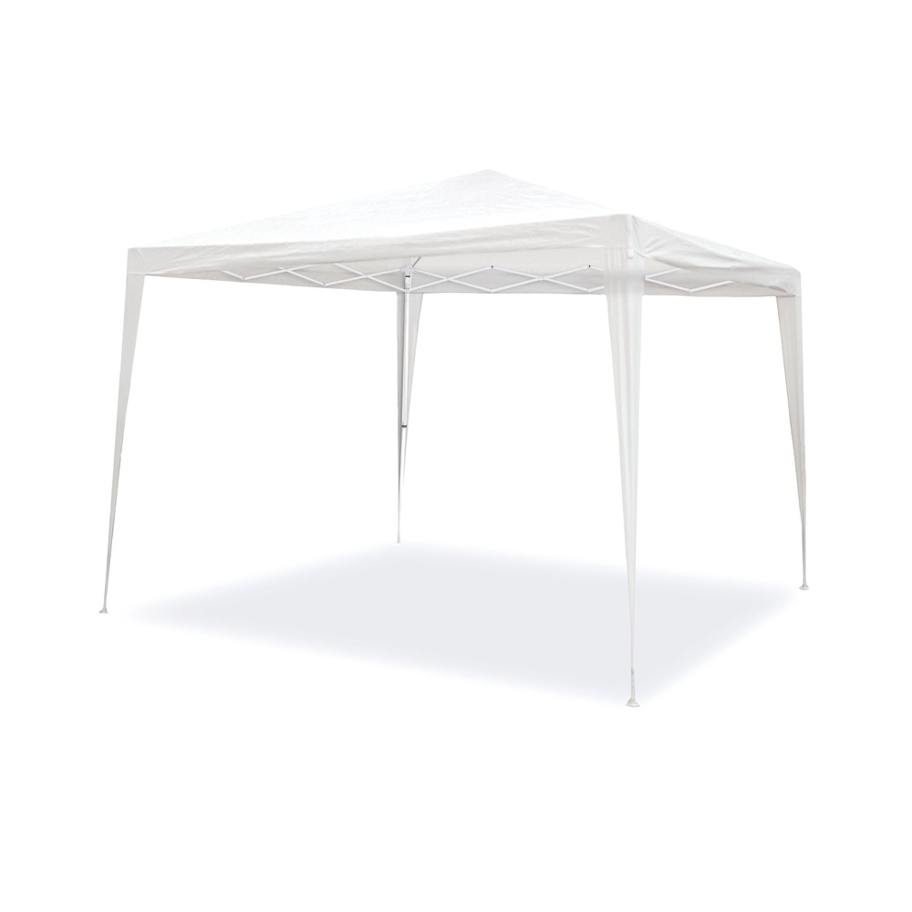 Wasabi - tonnelle pliante 3x3 m blanche - structure assemblée - piquets et cordes – raphia - pergola jardin - toit camping - javea