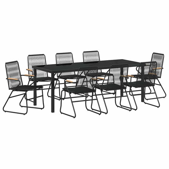 Ensemble de salle à manger pour jardin 9 pcs noir