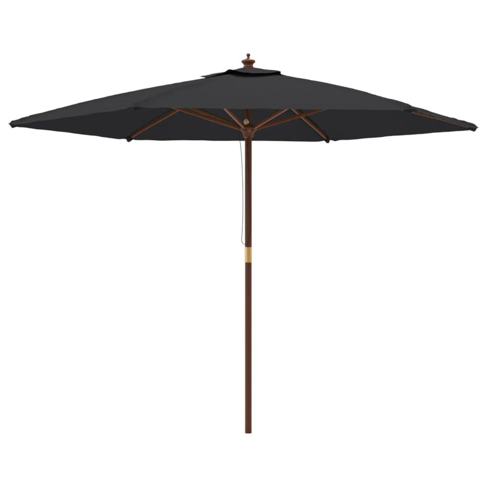 Parasol de jardin avec mât en bois noir 299x240 cm