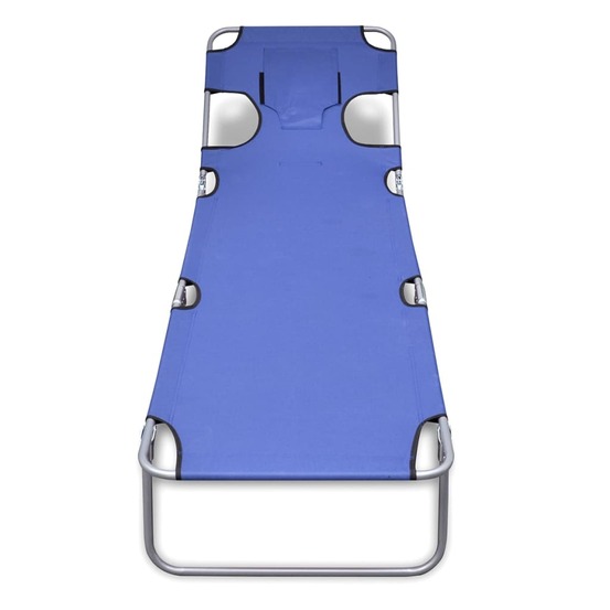 Chaise longue avec coussin de tête acier enduit de poudre bleu