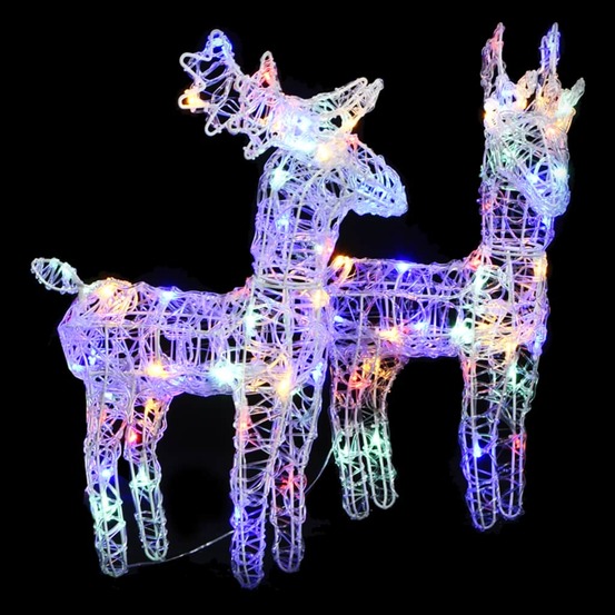 Rennes de noël 2 pcs 80 led multicolore acrylique