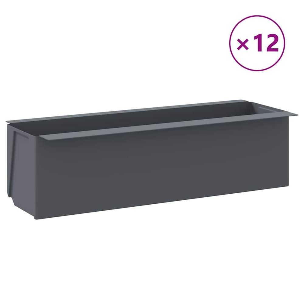 Lot de 12 jardinières pour palette europe en polypropylène gris